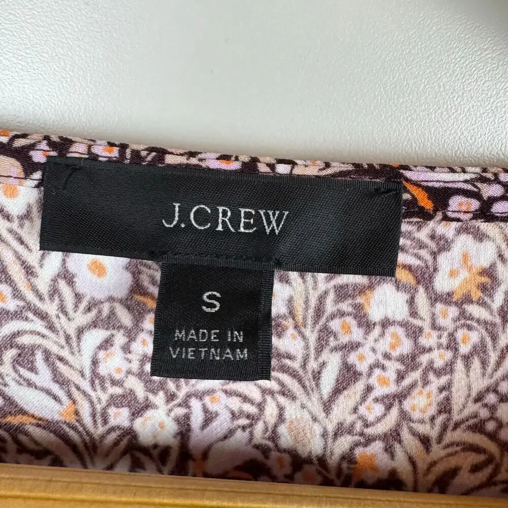J Crew Womens Puff Sleeve Crepe Top in Floral Flourish Sz S | Feminine‎ Preppy